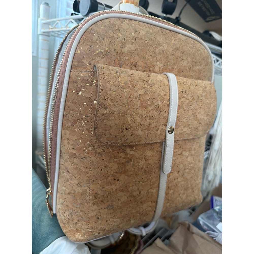 Miztique Daisy Cork Backpack Gold Fleck Vegan Leather Ivory Trim
